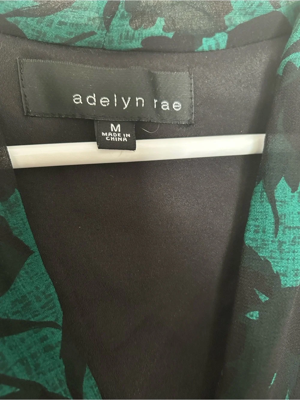 Adelyn Rae Green & Black Floral V-Neck Midi Dress
